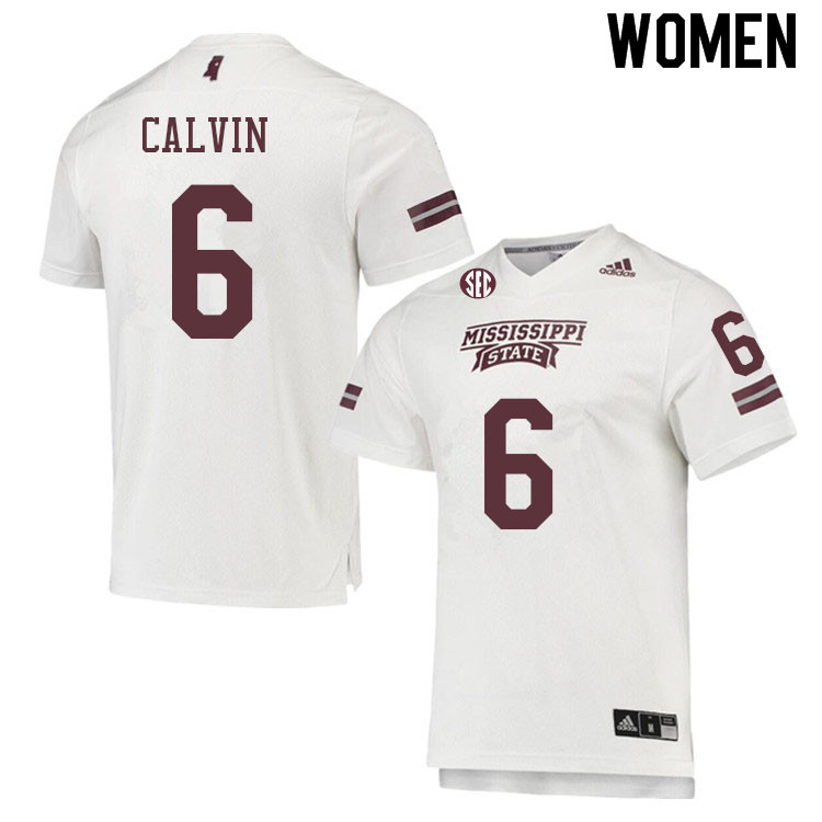 Women #6 Jamire Calvin Mississippi State Bulldogs College Football Jerseys Sale-White